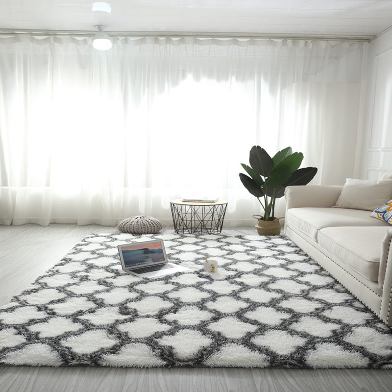 Relaxing Geometry Rug Multi Colored Modern Rug Shaggy Machine Washable Stain Resistant Non-Slip Backing Rug for Home