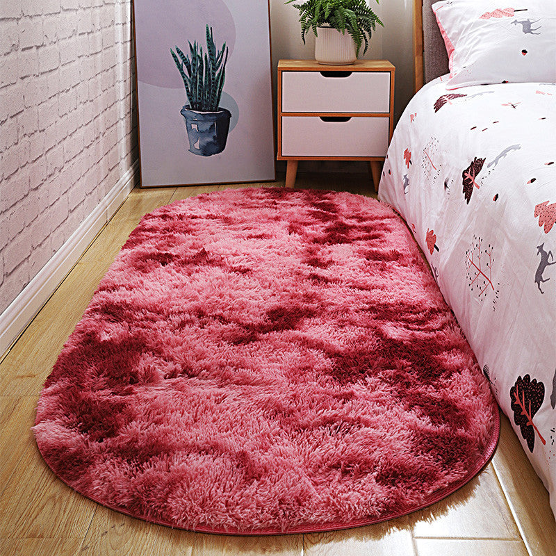 Casual Tie-Dye Rug Multi-Color Plush Carpet Machine Washable Anti-Slip Stain Resistant Rug for Bedroom