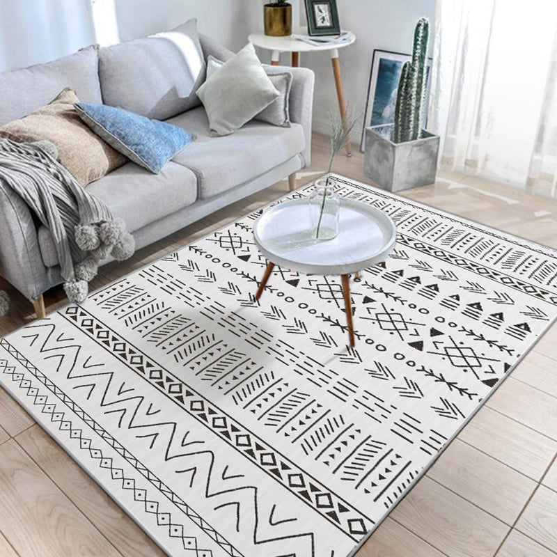 Native American Line Print Rug Multi Color Polypropylene Carpet Pet-Friendly Non-Slip Backing Machine Washable Rug for Drawing Room