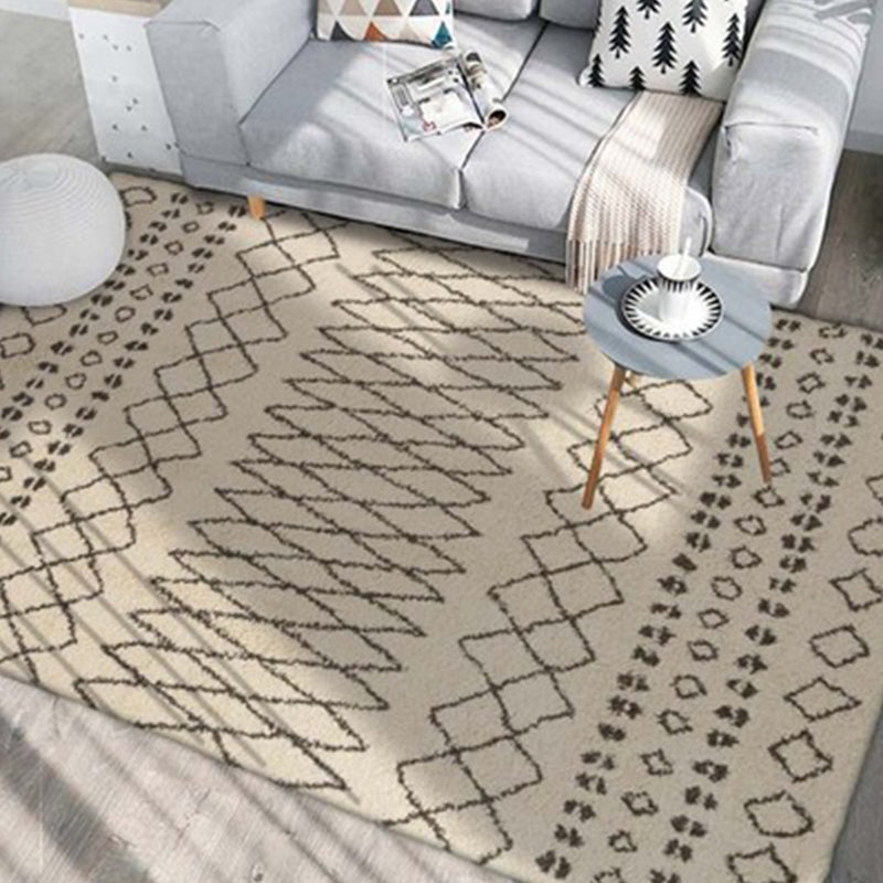 Native American Line Print Rug Multi Color Polypropylene Carpet Pet-Friendly Non-Slip Backing Machine Washable Rug for Drawing Room