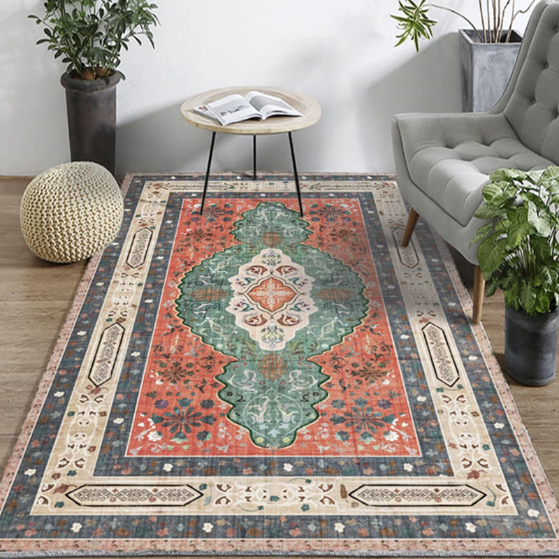 Native American Line Print Rug Multi Color Polypropylene Carpet Pet-Friendly Non-Slip Backing Machine Washable Rug for Drawing Room