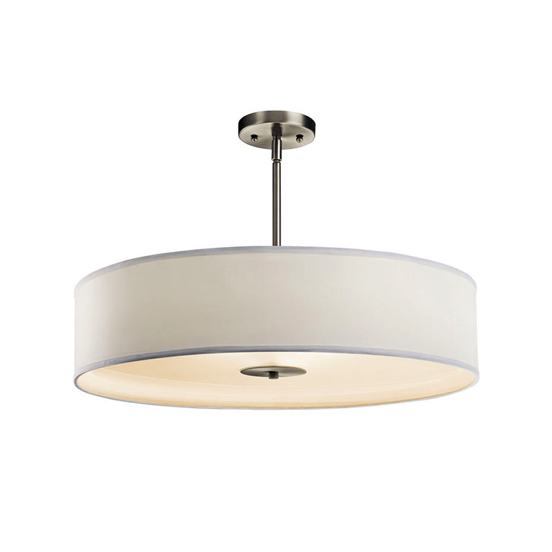 Drum Living Room Semi Mount Lighting Traditional Fabric 4 Lights White Ceiling Light Fixture, 16"/19.5"/23.5" Wide