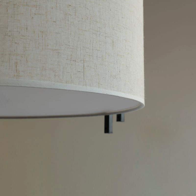 1 Tambour léger Semi-Flush Light Flaxen tissu Ceiling Fixture de plafond pour la salle de séjour