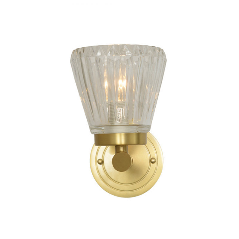Crystal Cone Wall Sconce Modernism 1 Light Brass Sconce Light Fixture for Bedside