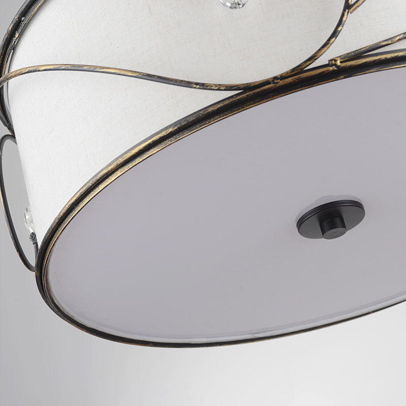 Luz de tela de batería de batería Classic 5 luces Luz de techo de sala de estar en lino, 16 "/19.5" de ancho