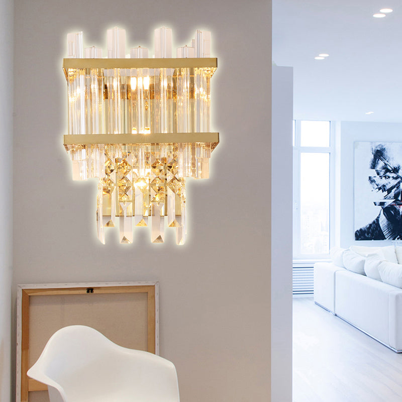 Modern a 3 luci a parete illuminazione montata in ottone/cromo lampada con scontaggio lineare con tonalità di cristallo