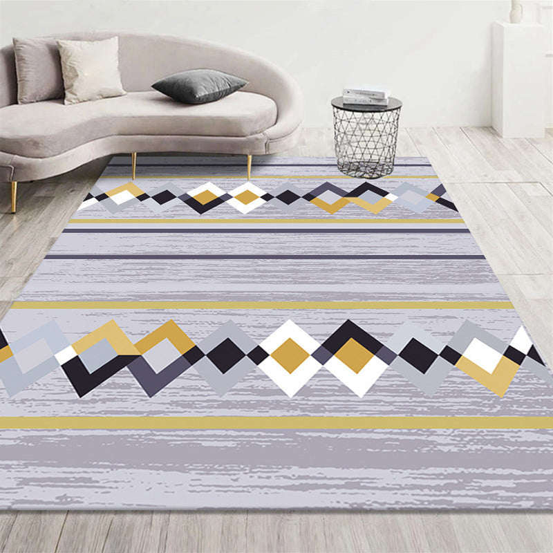 Funky Multicolor Boho Chic Rug Synthetics Trellis Print Carpet Pet-Friendly Stain Resistant Non-Slip Rug for Parlor