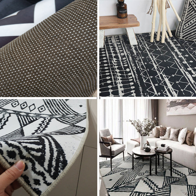 Environmental Geometric Rug Multi-Color Bohemian Carpet Synthetics Anti-Slip Machine Washable Pet Friendly Rug for Living Room