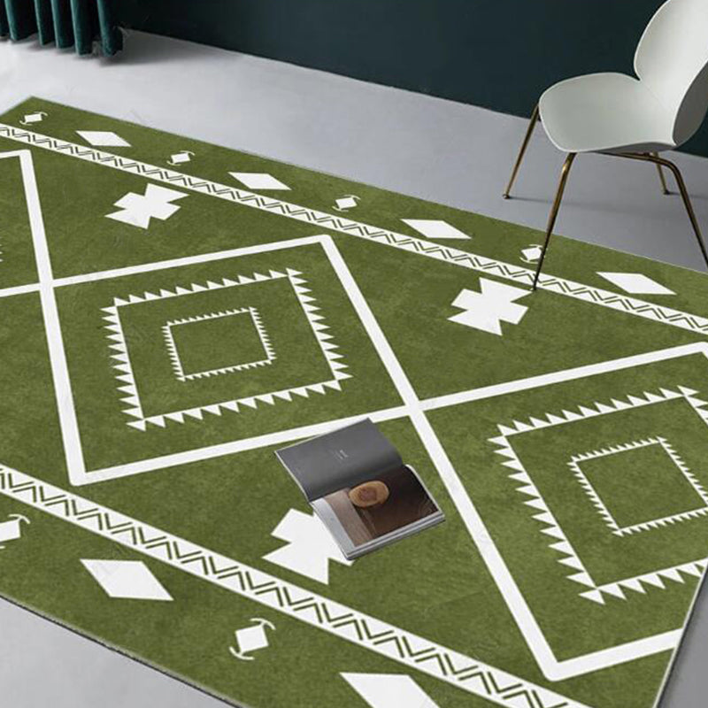 Retro Indian Style Rug Multi Color Geometric Carpet Pet Friendly Anti-Slip Stain Resistant Rug for Home Decoration