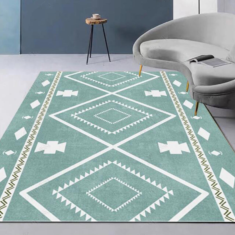 Retro Indian Style Rug Multi Color Geometric Carpet Pet Friendly Anti-Slip Stain Resistant Rug for Home Decoration