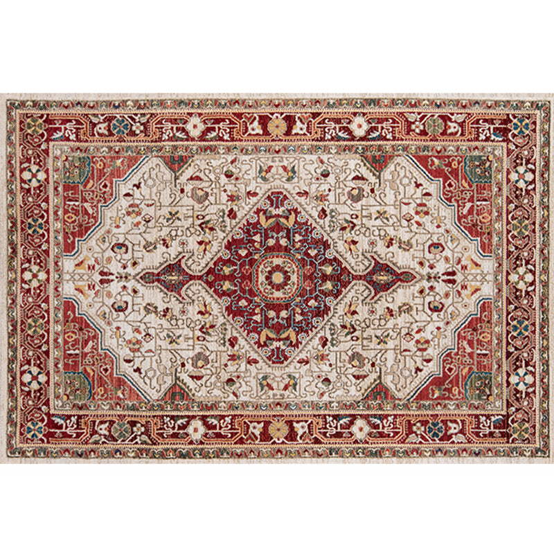 Aesthetics Tribal Pattern Rug Multicolor Indonesian Rug Polyester Stain Resistant Washable Non-Slip Rug for Decor