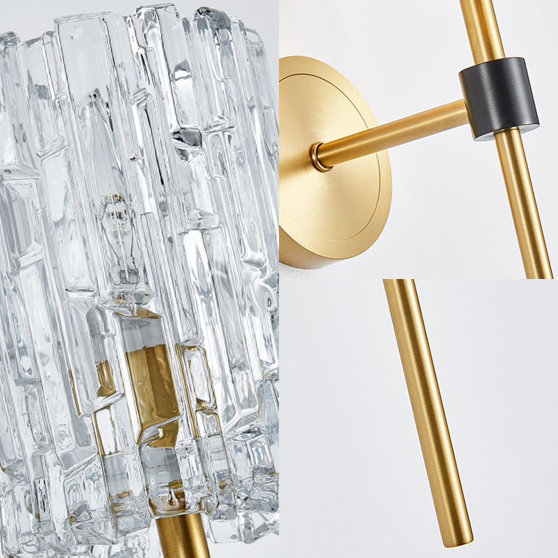 Crystal Cilindrical Wall Sconce Minimalismo 1/2 Luci Brass Sconce Light Segne per soggiorno