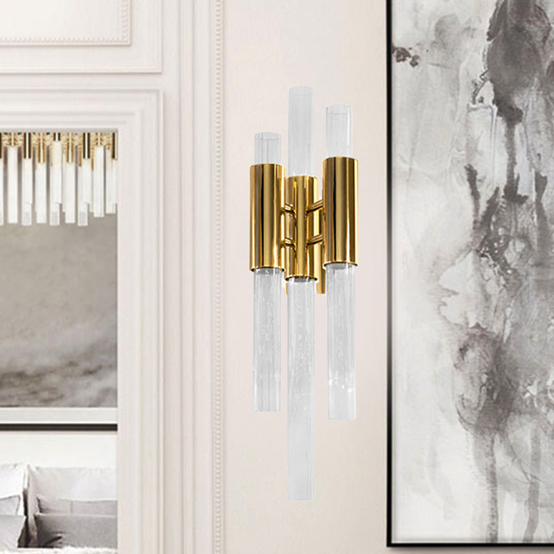 Minimalisme 3 Lichten Wandgemonteerde verlichting Messing Pijp SCONCE LIMMUTE MET CRYSTAL TADHE