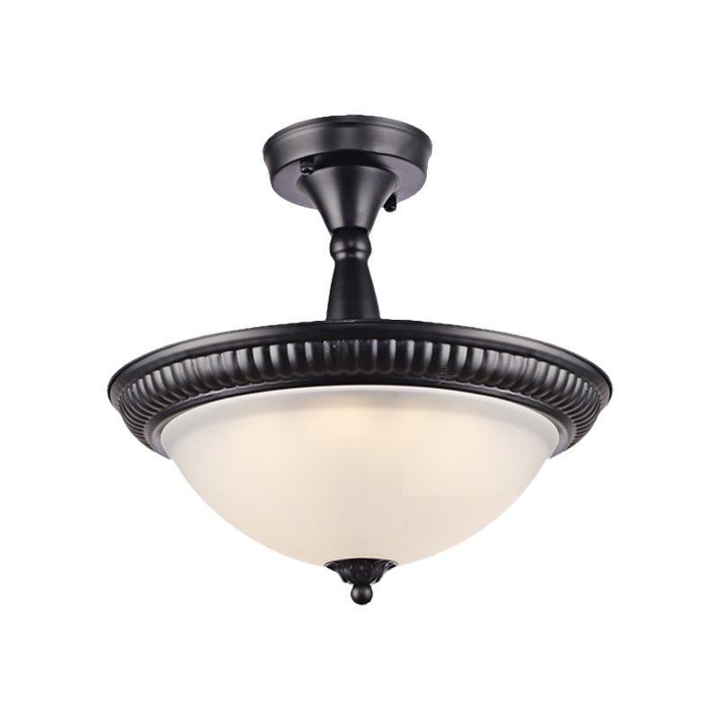 Ciotola soggiorno semi -montaggio illuminazione tradizionale vetro glassati a soffitto nero a led, luce calda/bianca
