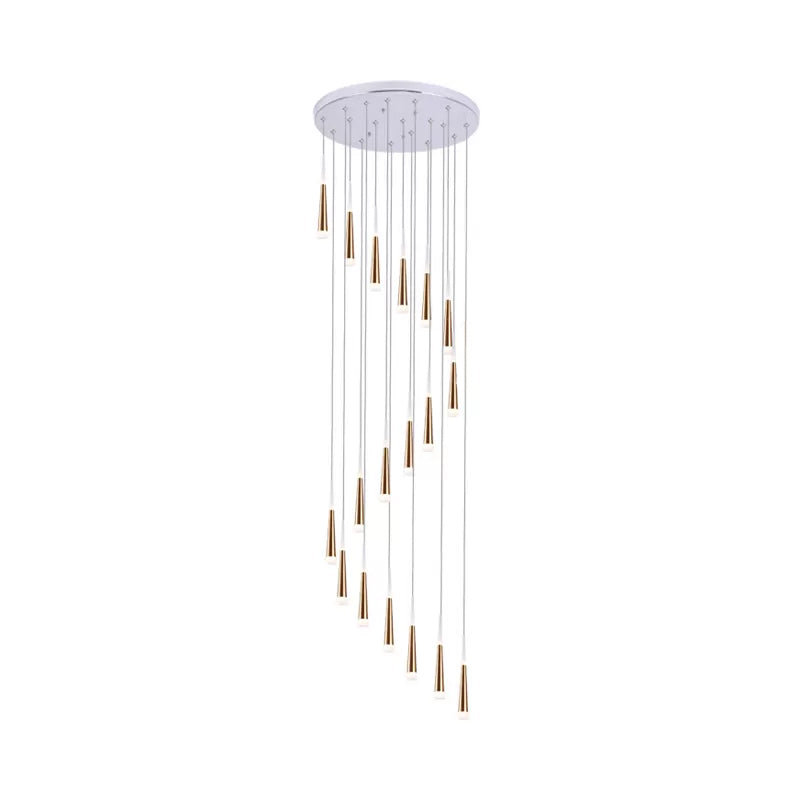 Côté à or tension suspendu minimaliste acrylique 19 ampoules Multi-lampe Pendant à conception en spirale
