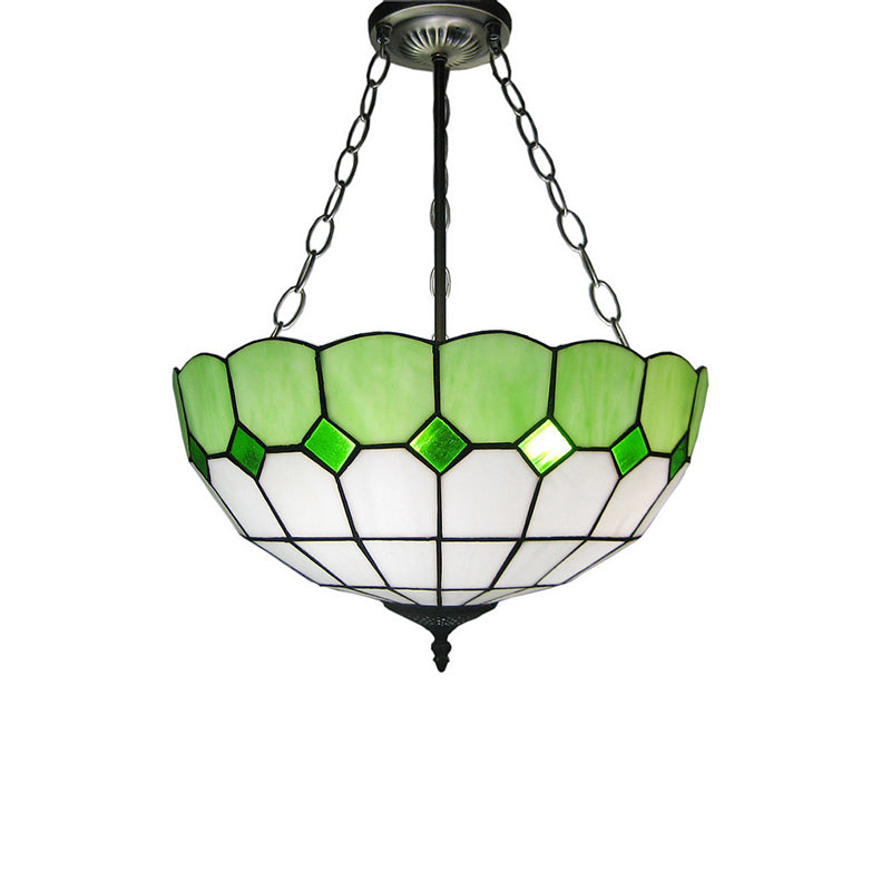 Éclairage de plafond de dôme inversé 3 têtes Tachée d'art Tiffany Chandelier luminaire