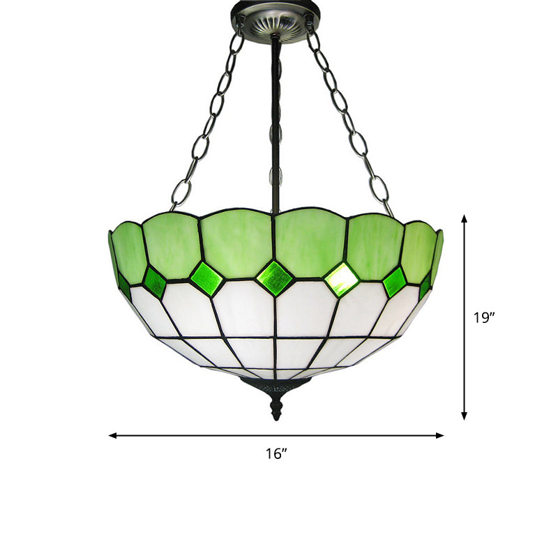 Éclairage de plafond de dôme inversé 3 têtes Tachée d'art Tiffany Chandelier luminaire