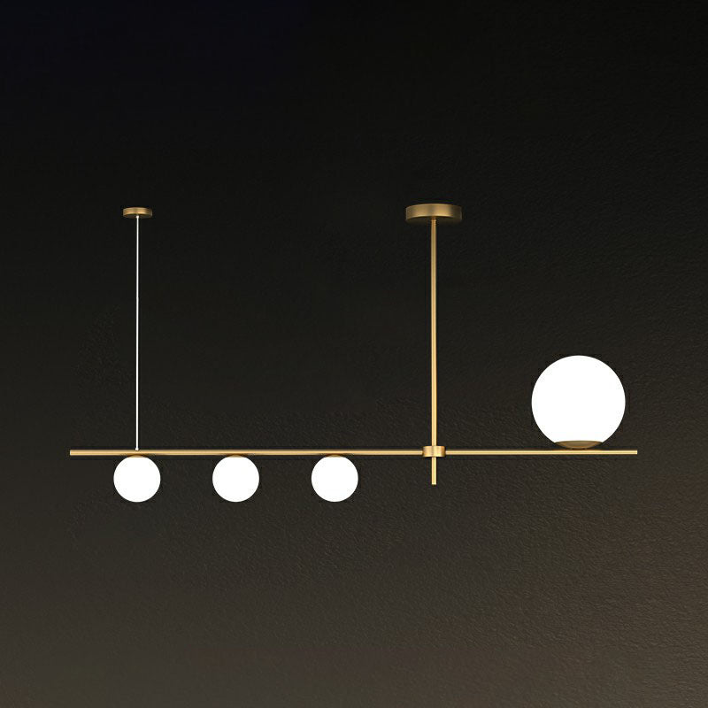 Minimalist Novelty Globe Island Light Cream Glass Dining Room Suspended Lighting Fixture