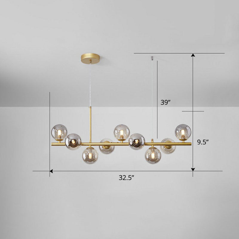 Glass Bubble Hanging Lamp Postmodernism LED Island Lighting Fixture for Dining Room