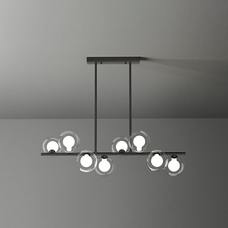 Postmodern LED Island Light Aymage Bubbles Pendant Lampe avec une teinte en verre transparent et blanche