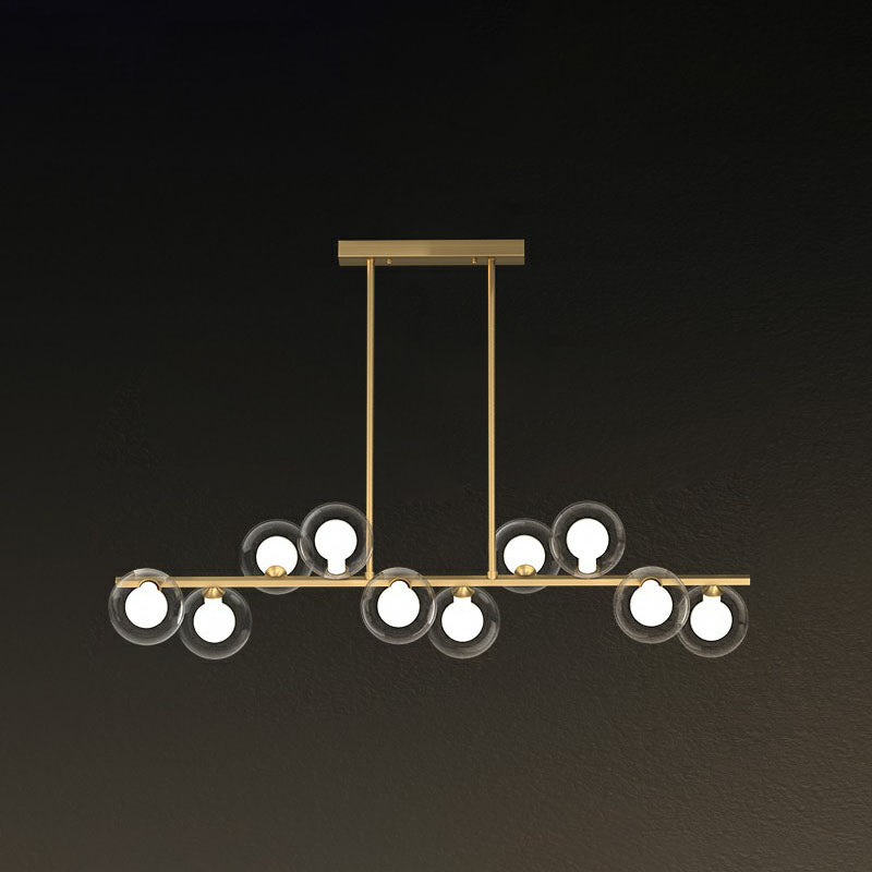 Postmodern LED Island Light Aymage Bubbles Pendant Lampe avec une teinte en verre transparent et blanche