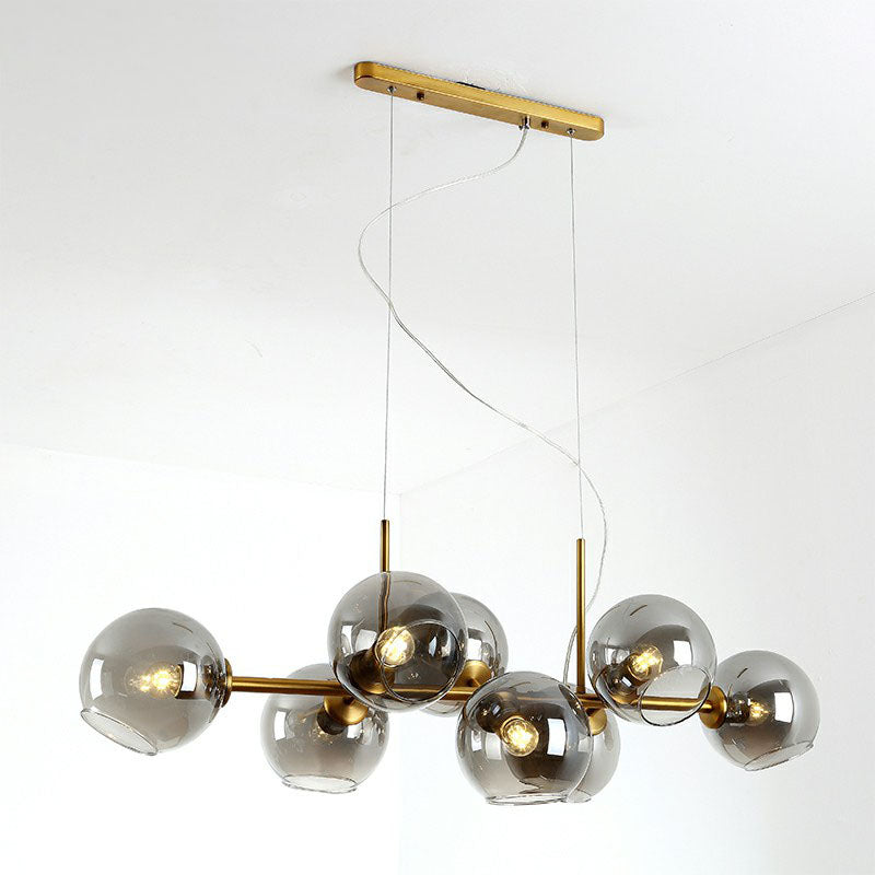 Postmodern 8-head Isola Ciondolo Global Hanging Light con ombra di vetro per sala da pranzo