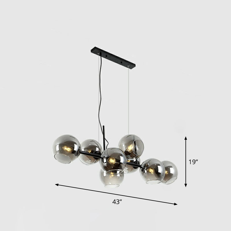 Postmodern 8-head Isola Ciondolo Global Hanging Light con ombra di vetro per sala da pranzo
