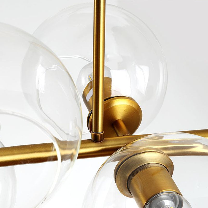 Postmodern 8-Head Island Pendant Global Hanging Light with Glass Shade for Dining Room