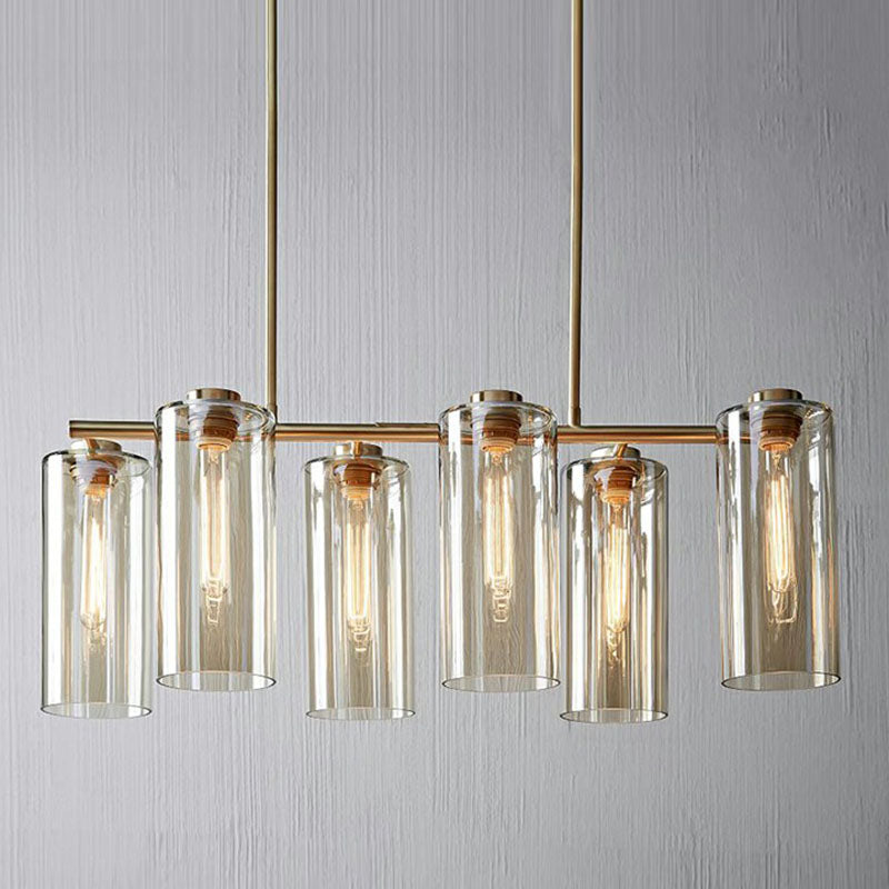 Tubular Island Ceiling Light Post-Modern Glass Dining Room Suspension Pendant Light
