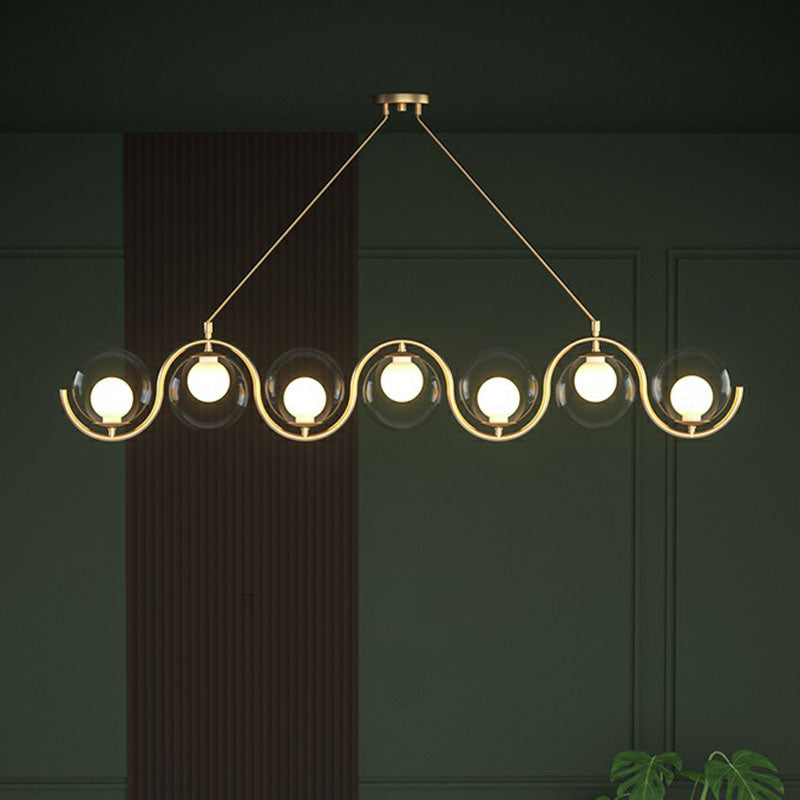 Luminaire métallique ondulé lampe suspendue postmoderne avec une teinte en verre à billes