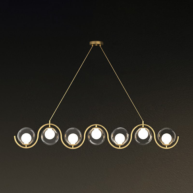 Luminaire métallique ondulé lampe suspendue postmoderne avec une teinte en verre à billes