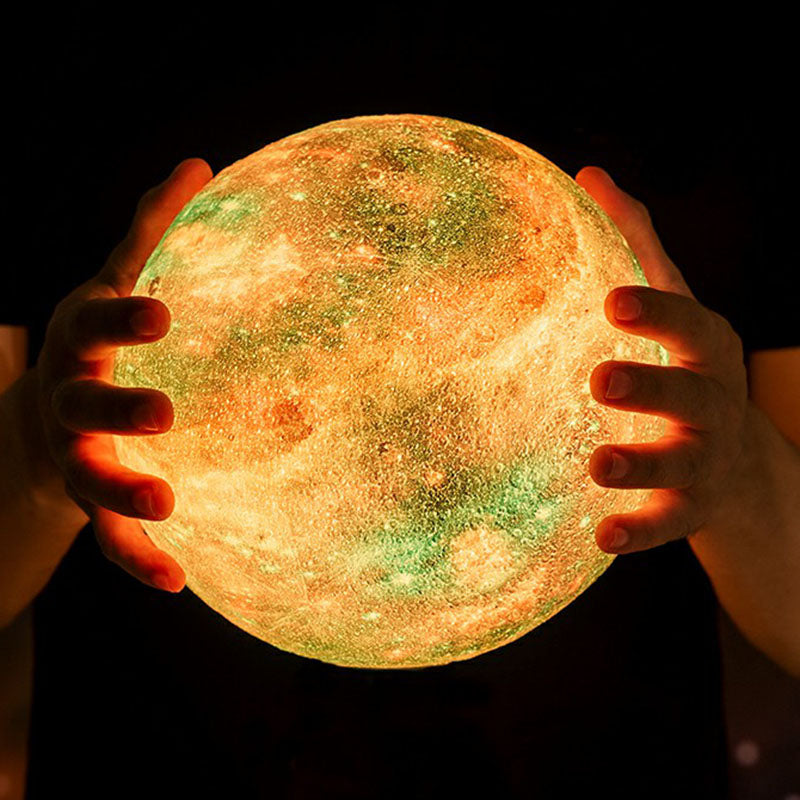 3D Milky Way Ball Shaped Table Light Creative Plastic LED Night Stand Lamp in Wood for Kids Room
