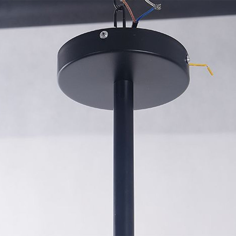 Moderna en forma de bola colgando vidrio transparente de 5 cabezas Candelera de sala de estar en negro