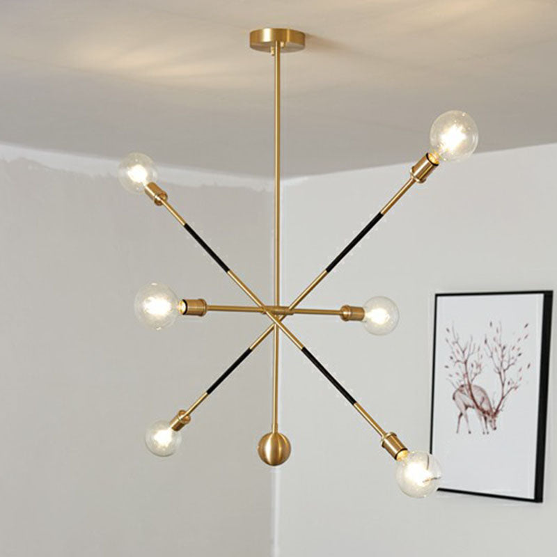Lampadario nera e oro a scoppio minimalismo 6 luci lampada a sospensione metallica con design regolabile