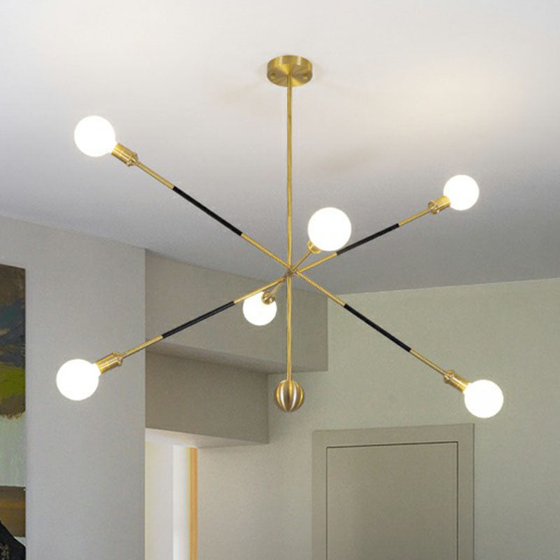 Lampadario nera e oro a scoppio minimalismo 6 luci lampada a sospensione metallica con design regolabile