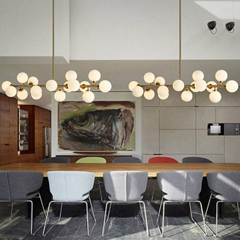 Balls lampadario vetro bianco postmoderno 16 luci a sospensione oro Light per sala da pranzo
