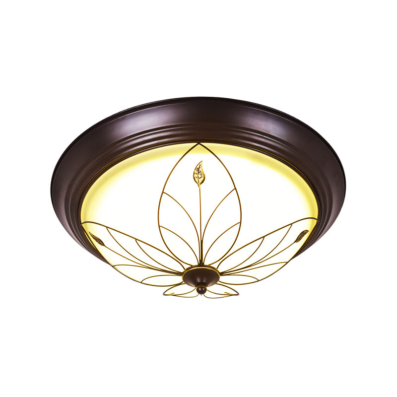 LED Frosted Glass Flush Light Fixture Traditional White Bowl Corridor Ceiling Lighting in Warm/White Light, 13"/19.5" Wide