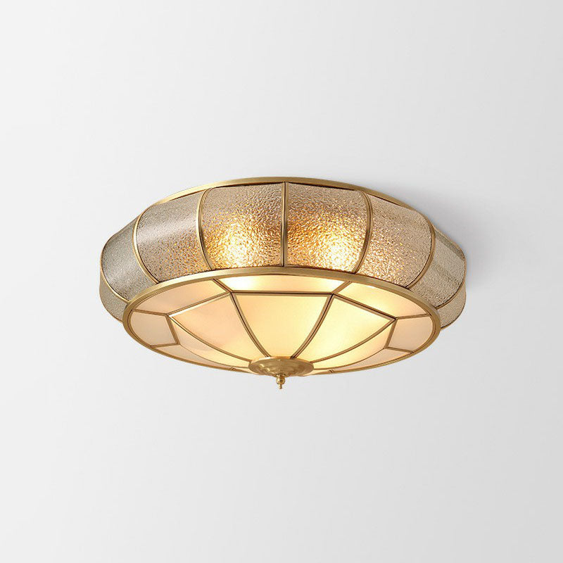 Water Glass Flush Mounted Light Vintage Brass Round Bedroom Ceiling Light Fixture