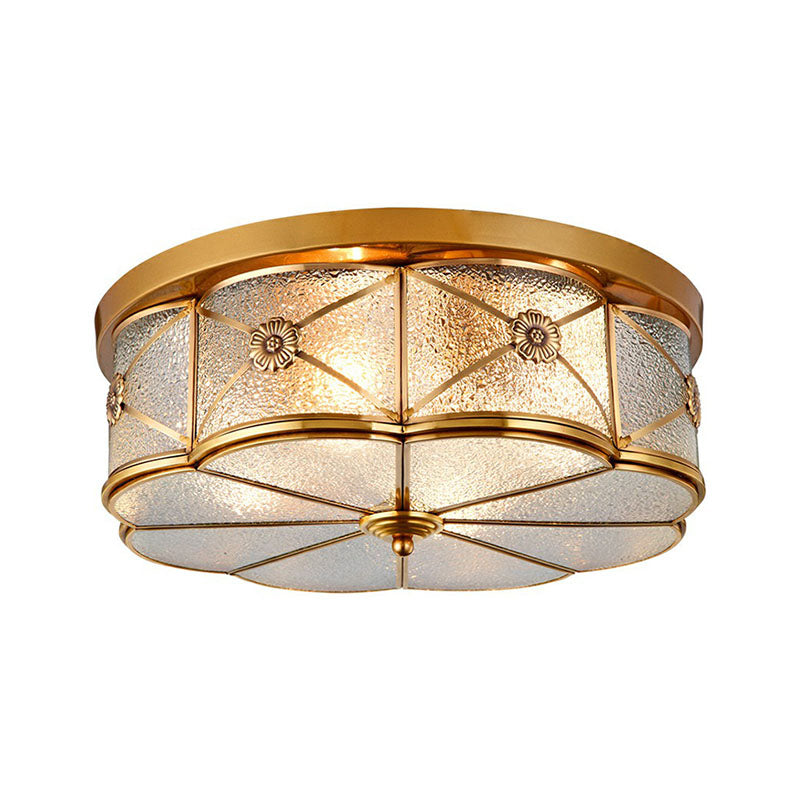 Plafonnier en verre d'eau floral, luminaire traditionnel pour chambre à coucher, en laiton