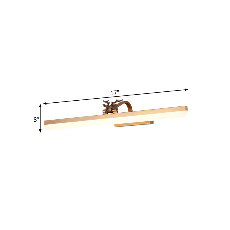 Armverstellbares LED -Wandhalterung Licht mit Geweihen 17 "/23" /31,5 "breites Acryl -LED -Badezimmerbeleuchtung in Messing, warm/weißes Licht