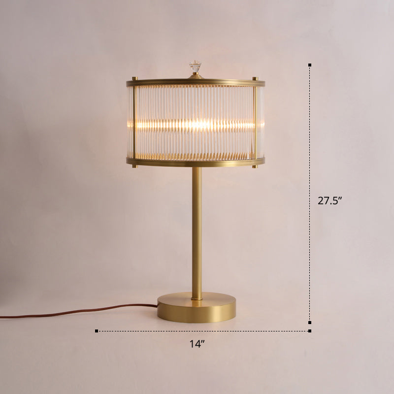 Simplicity Drum Shade Nomma Lampada 1 Bulb Clear Clear Glass Bash Lighting in ottone per letto