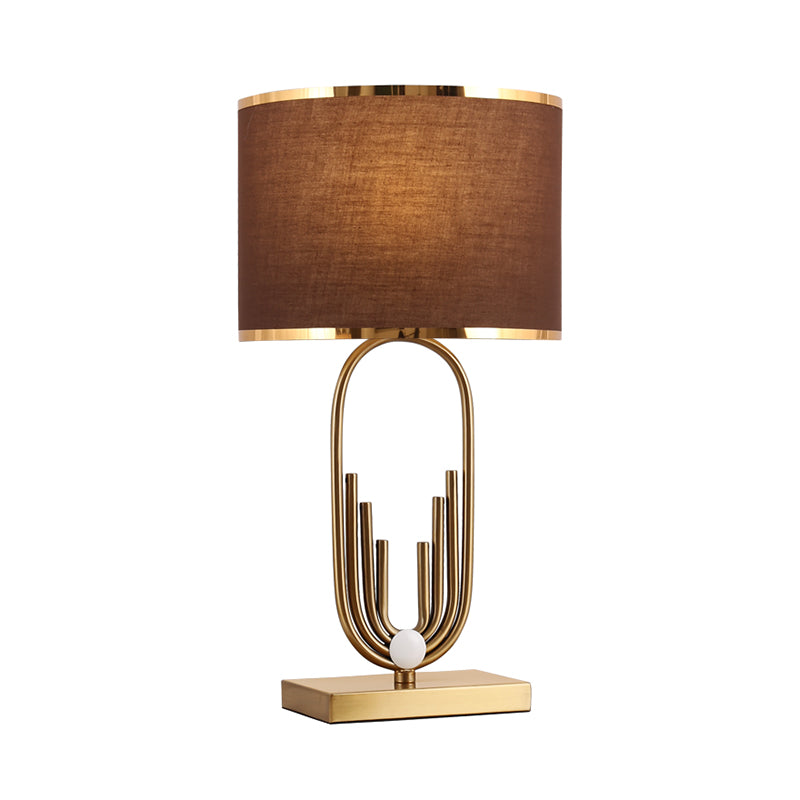Fabric Drum Shade Table Lighting Ideas Minimalism 1-Light Living Room Nightstand Lamp