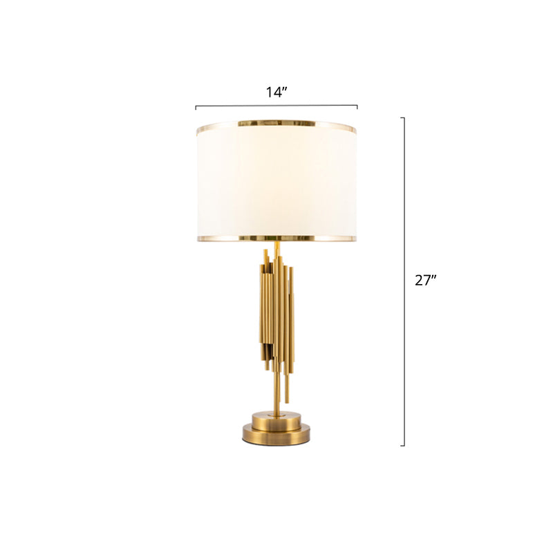 Stoffentrommel nachtkastje lamp eenvoud 1 lamp woonkamer tafelverlichting in messing