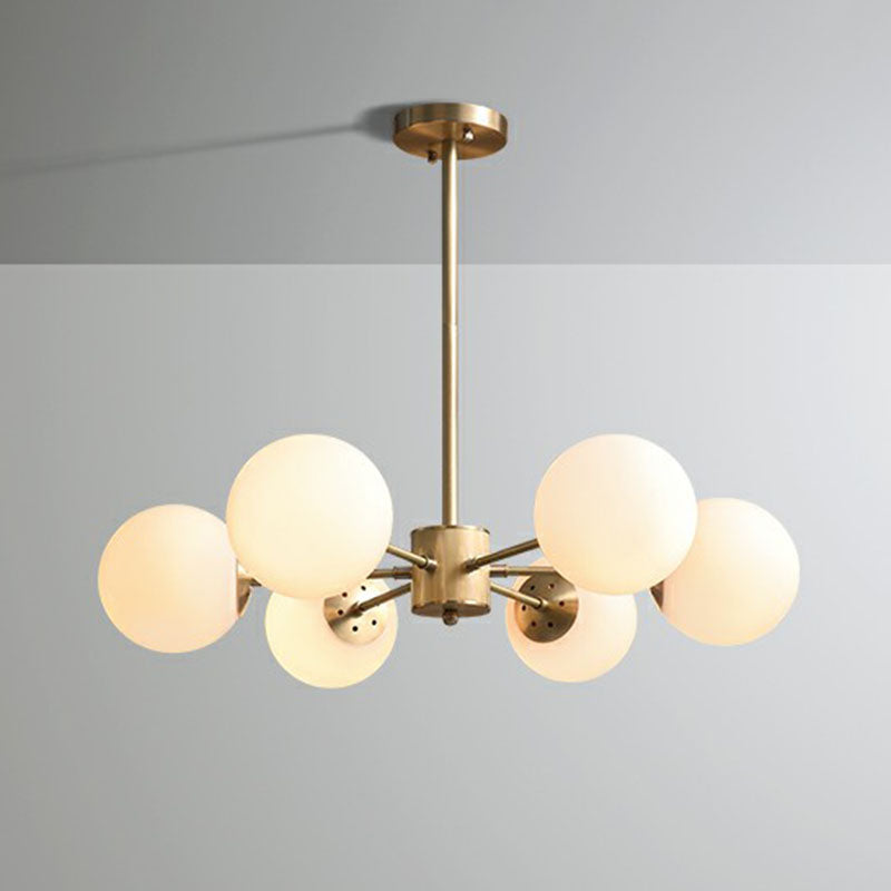 Lampadario in vetro bianco glassati lampadario minimalista oro minimalista piena di soffitto appeso per sala da pranzo