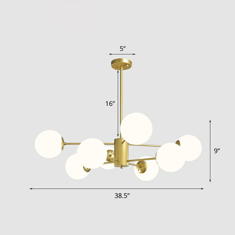 Gold Ball Chandelier Light Fixture Postmodern Glass Suspension Lighting for Living Room