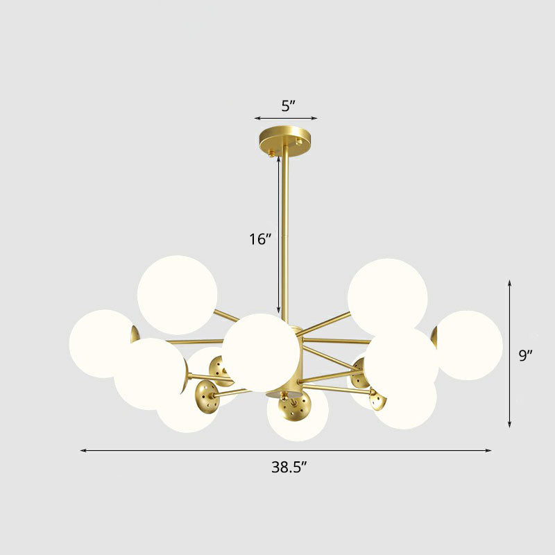 Gold Ball Chandelier Light Fixture Postmodern Glass Suspension Lighting for Living Room