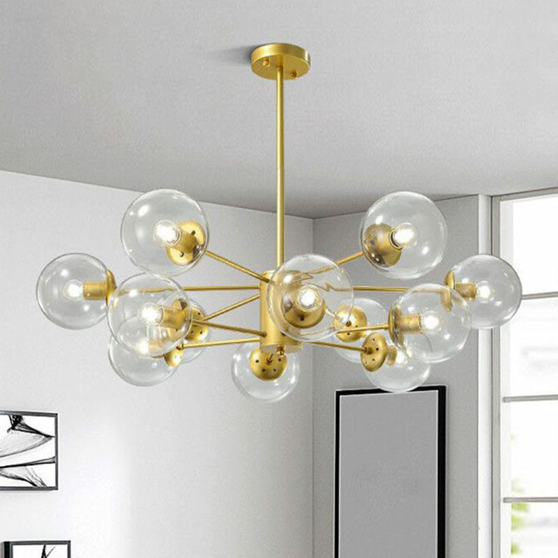 Gold Ball Chandelier Light Fixture Postmodern Glass Suspension Lighting for Living Room