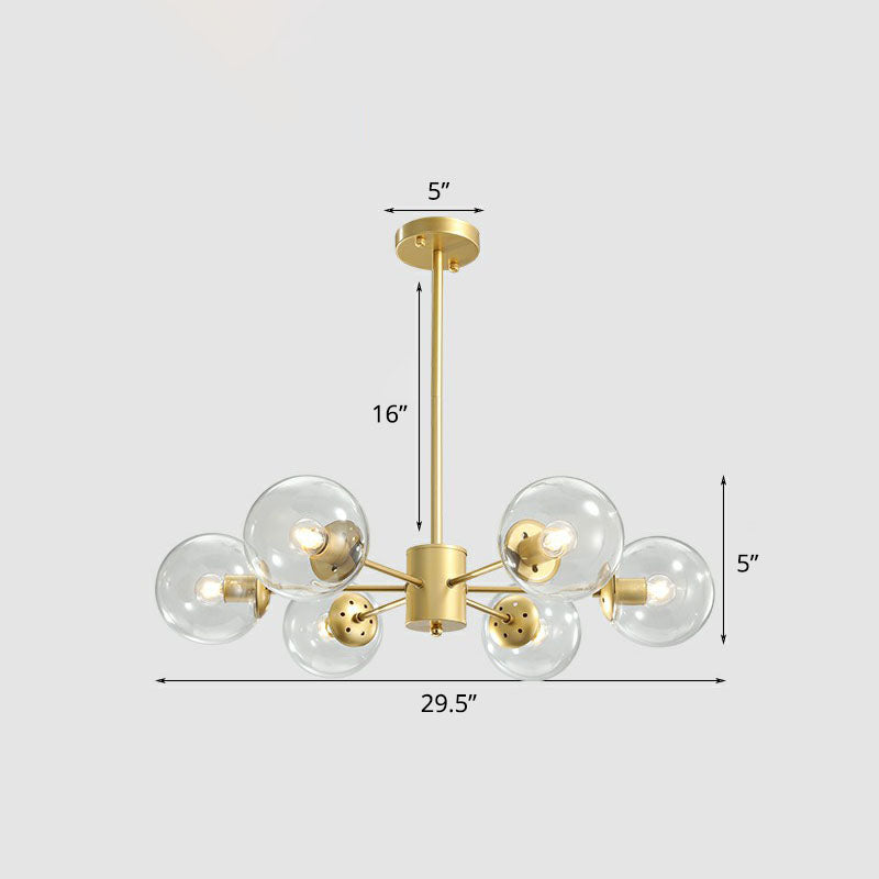 Gold Ball Chandelier Light Fixture Postmodern Glass Suspension Lighting for Living Room