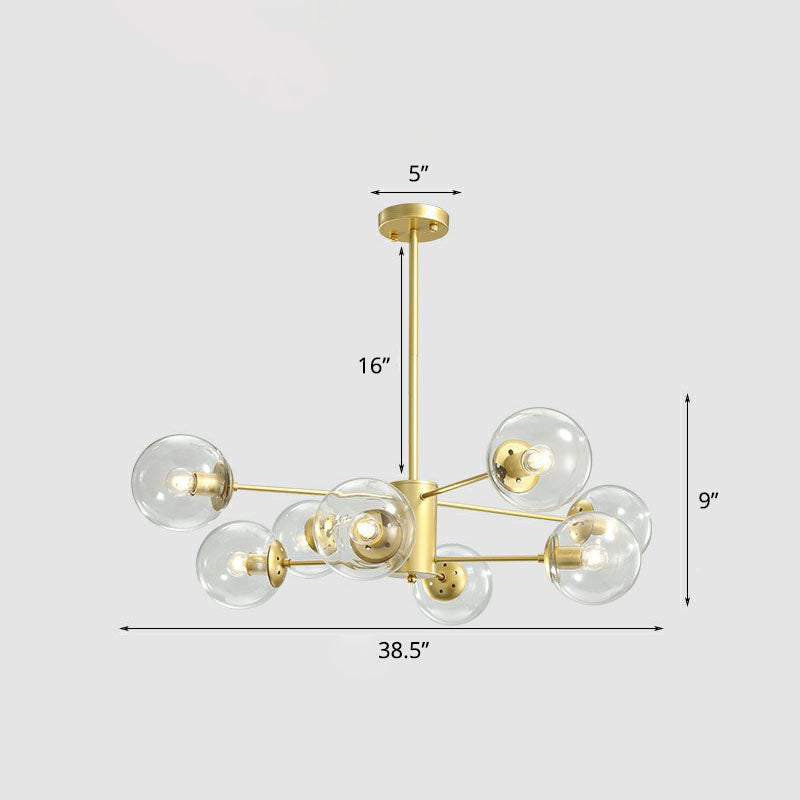 Gold Ball Chandelier Light Fixture Postmodern Glass Suspension Lighting for Living Room