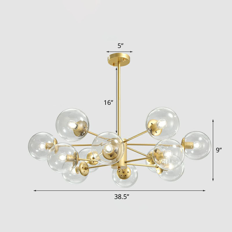 Gold Ball Chandelier Light Fixture Postmodern Glass Suspension Lighting for Living Room